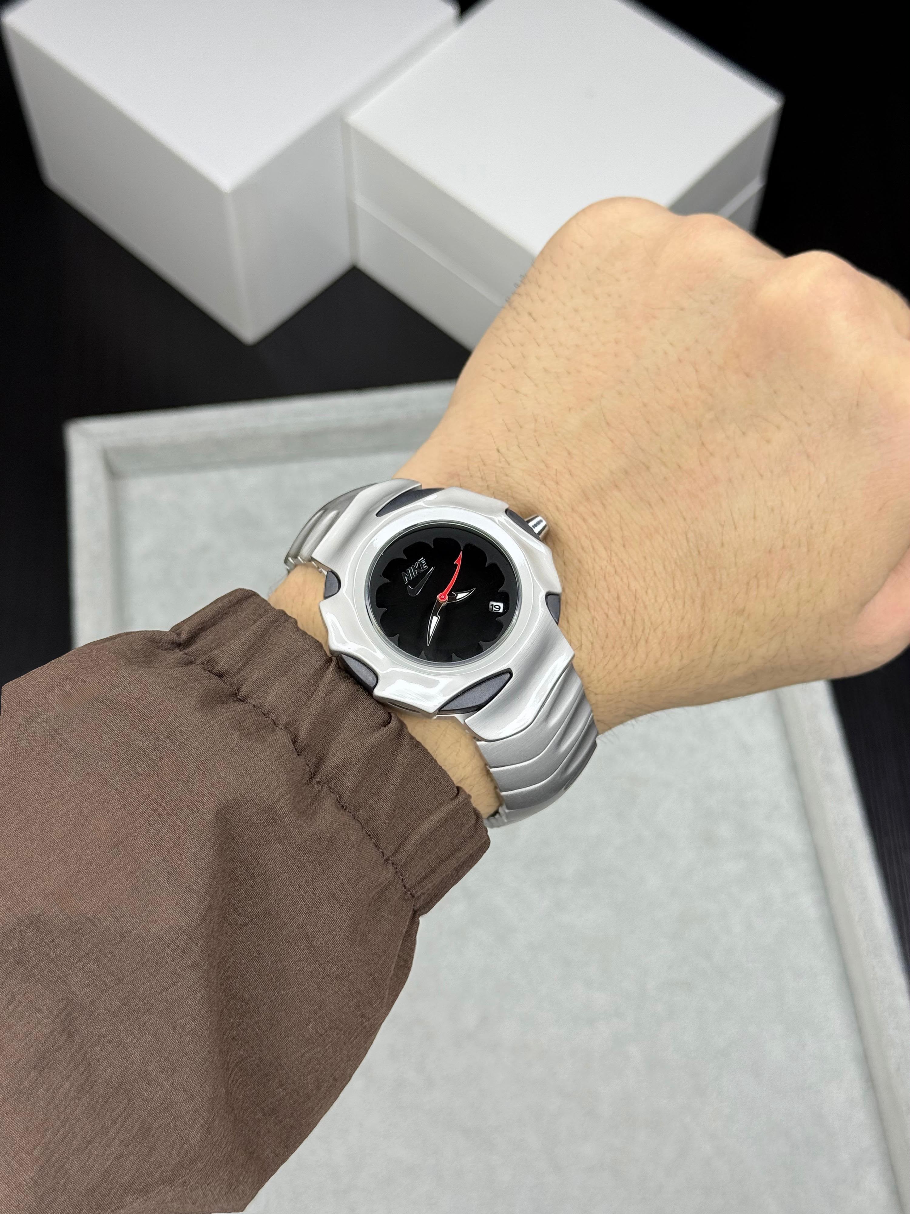 Futuristic "Nike Blade-style quartz wristwatch"